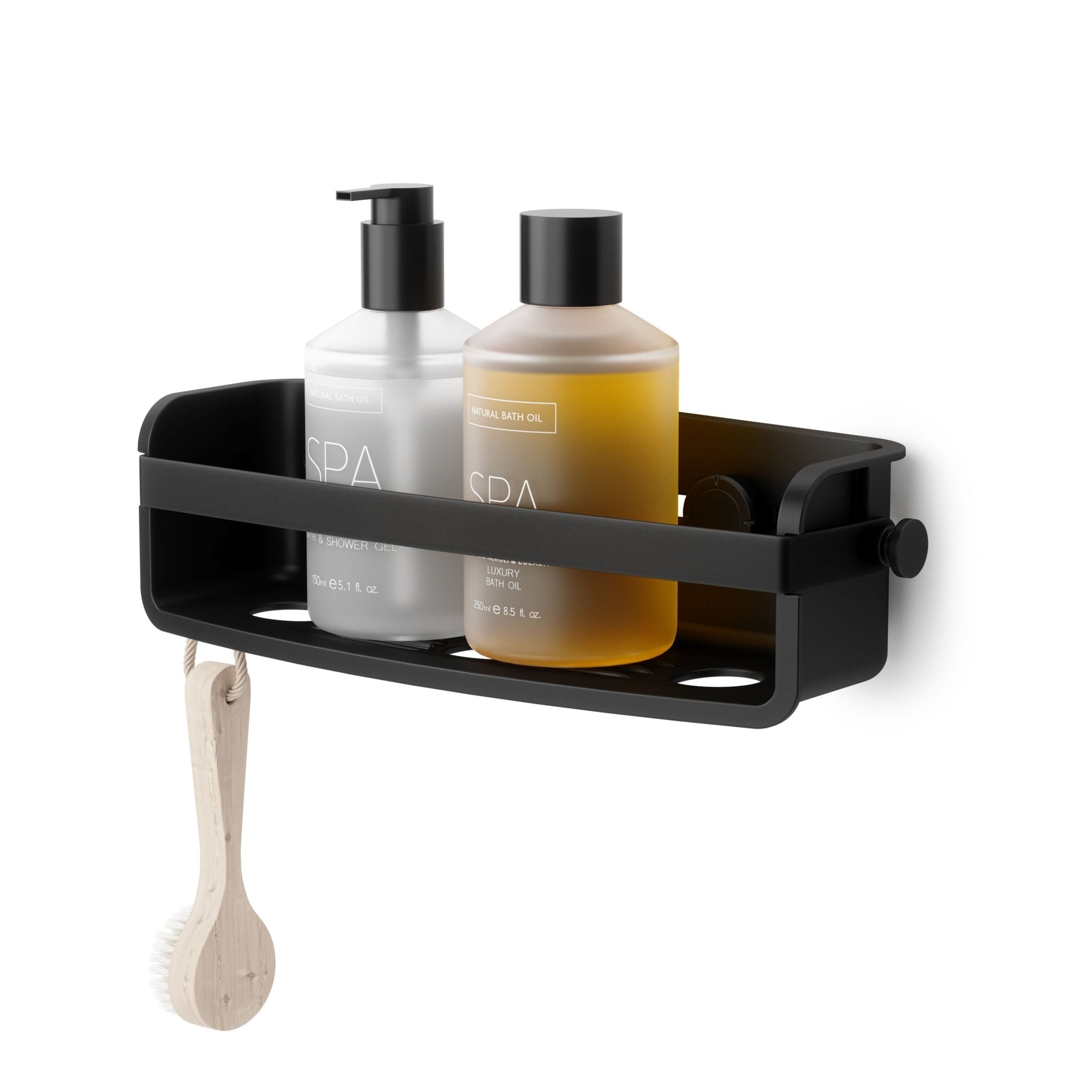 Suporte Porta Shampoo com Ventosa Preto - Ela Decora