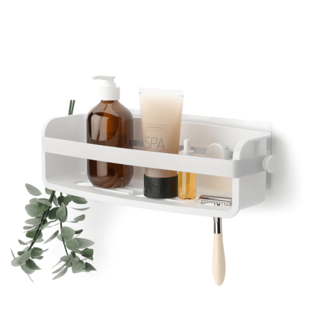 Suporte Porta Shampoo Fixação Adesivo Branco Linha Flex - Ela Decora