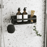 Suporte Porta Shampoo Fixação Adesivo Preto 33cm - Ela Decora