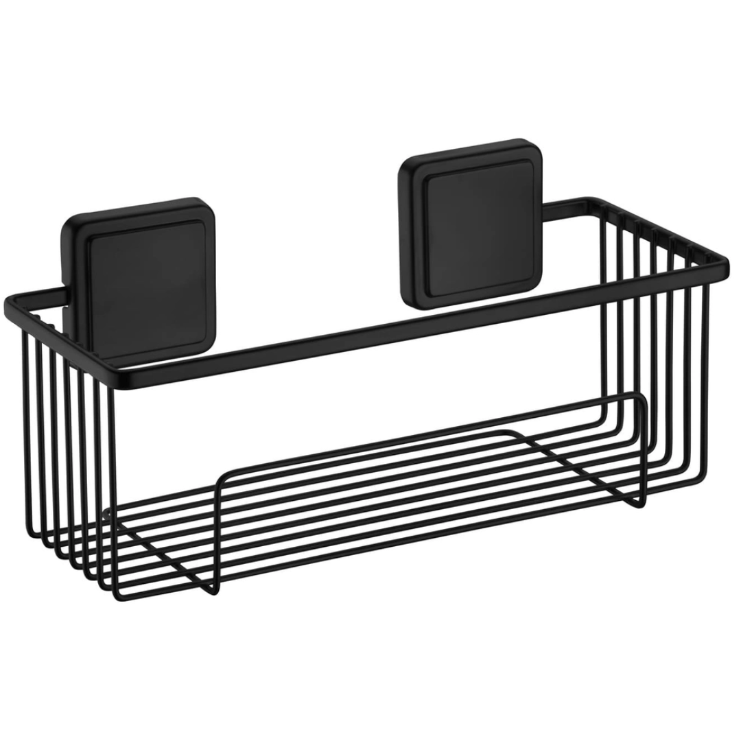 Suporte Porta Shampoo Fixação por Adesivo Preto Fosco 28cm - Ela Decora