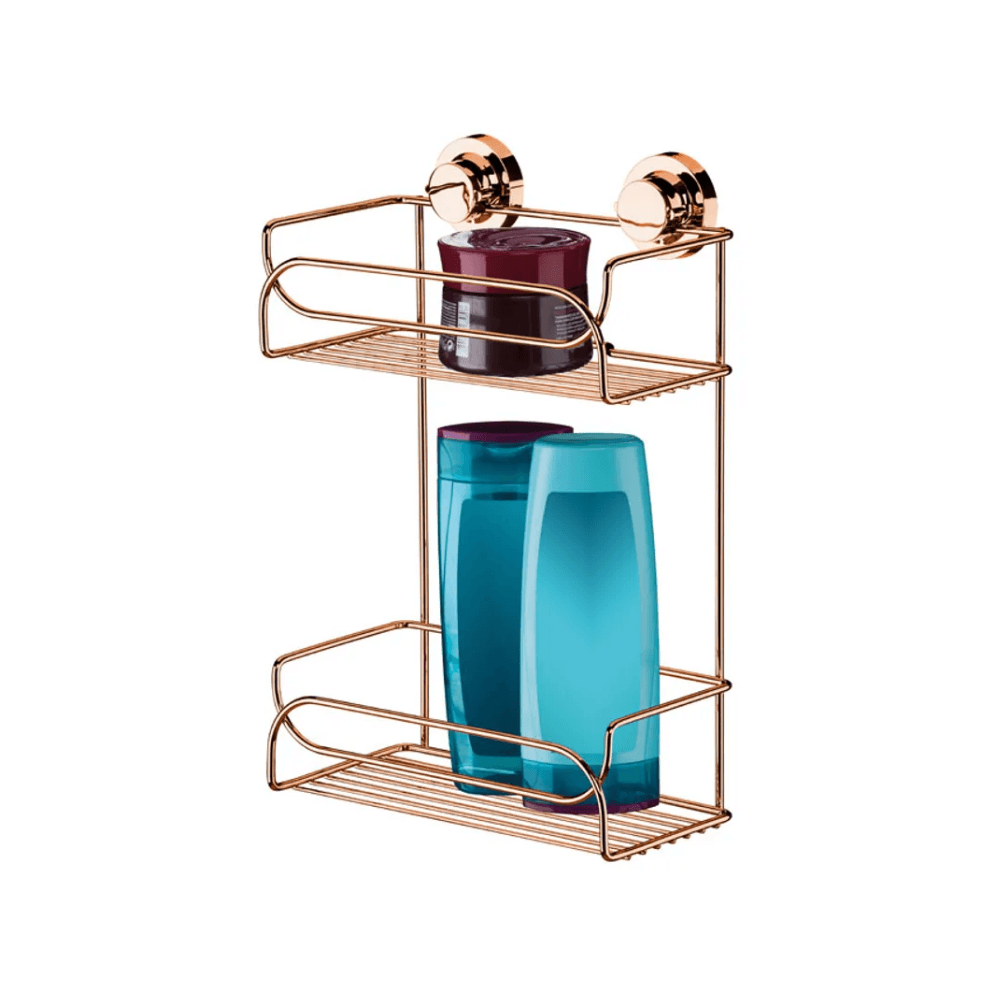 Suporte Shampoo Duplo Fixação Ventosa Rose Gold - Ela Decora