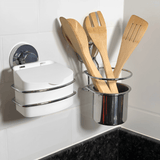 Suporte Talheres e Utensílios Com Ventosa Cromado - Ela Decora