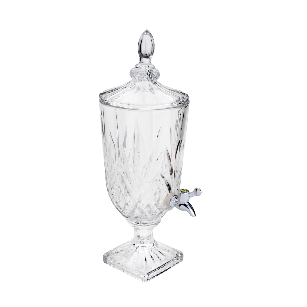 Suqueira Dispenser de Cristal Ecológico com Torneira Cromada Dublin Brandon - 3 Litros - Ela Decora