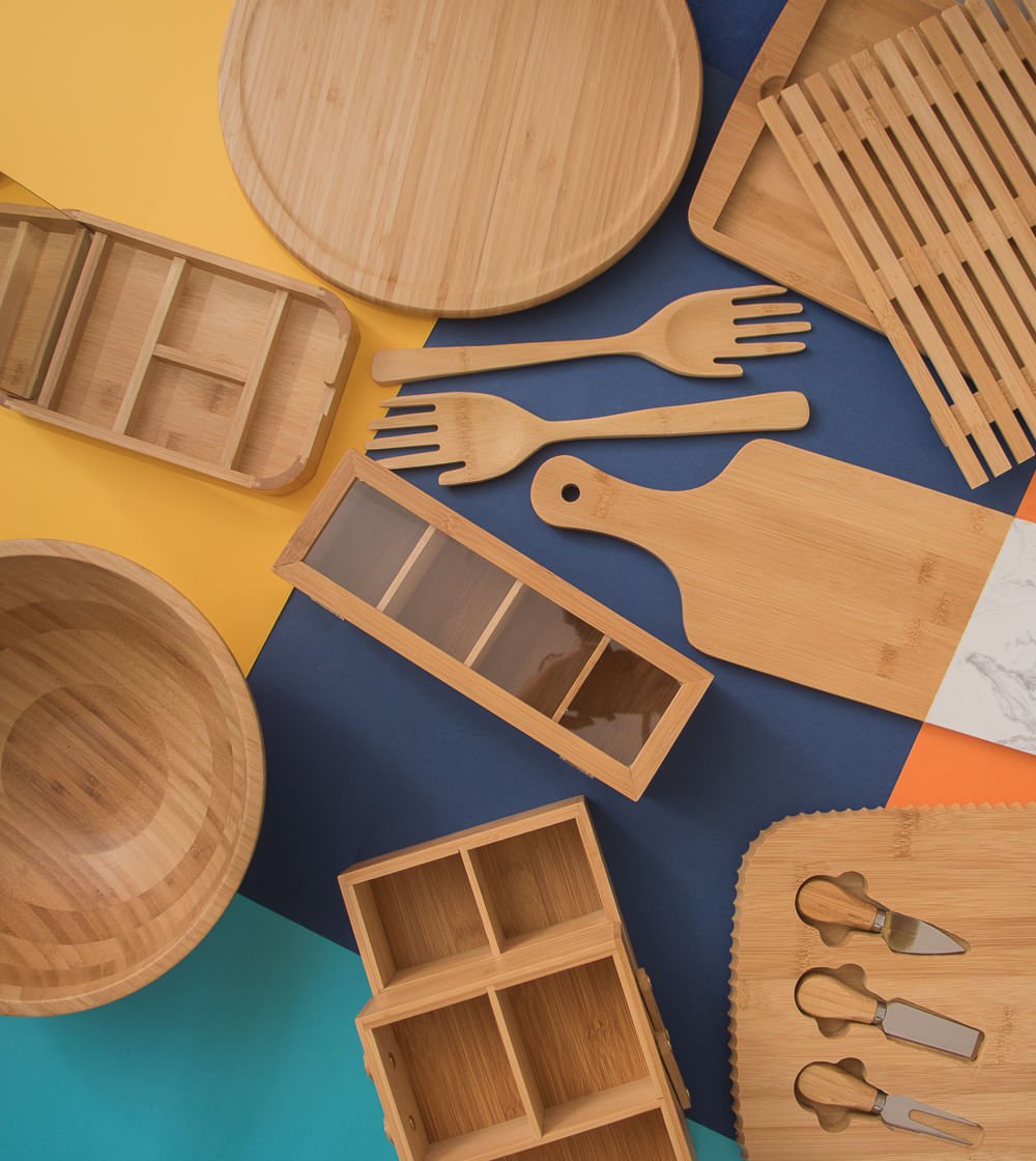 Tábua de Bambu e Mármore com Cabo - Ela Decora