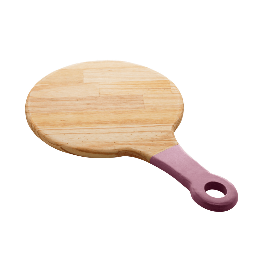 Tabua de Madeira Pinus com Alça Laqueada Rosa 45cm - Ela Decora