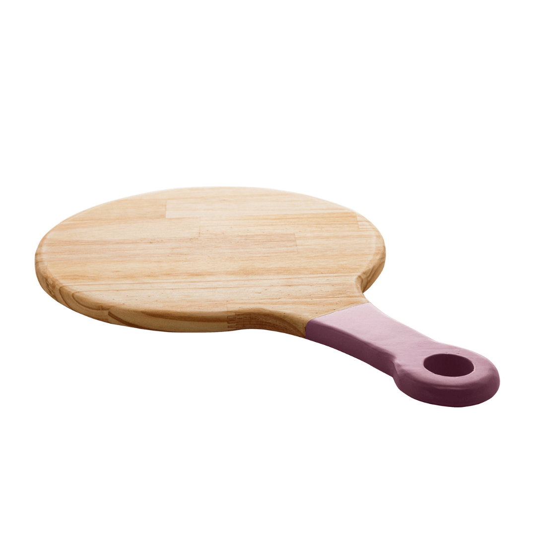 Tabua de Madeira Pinus com Alça Laqueada Rosa 45cm - Ela Decora
