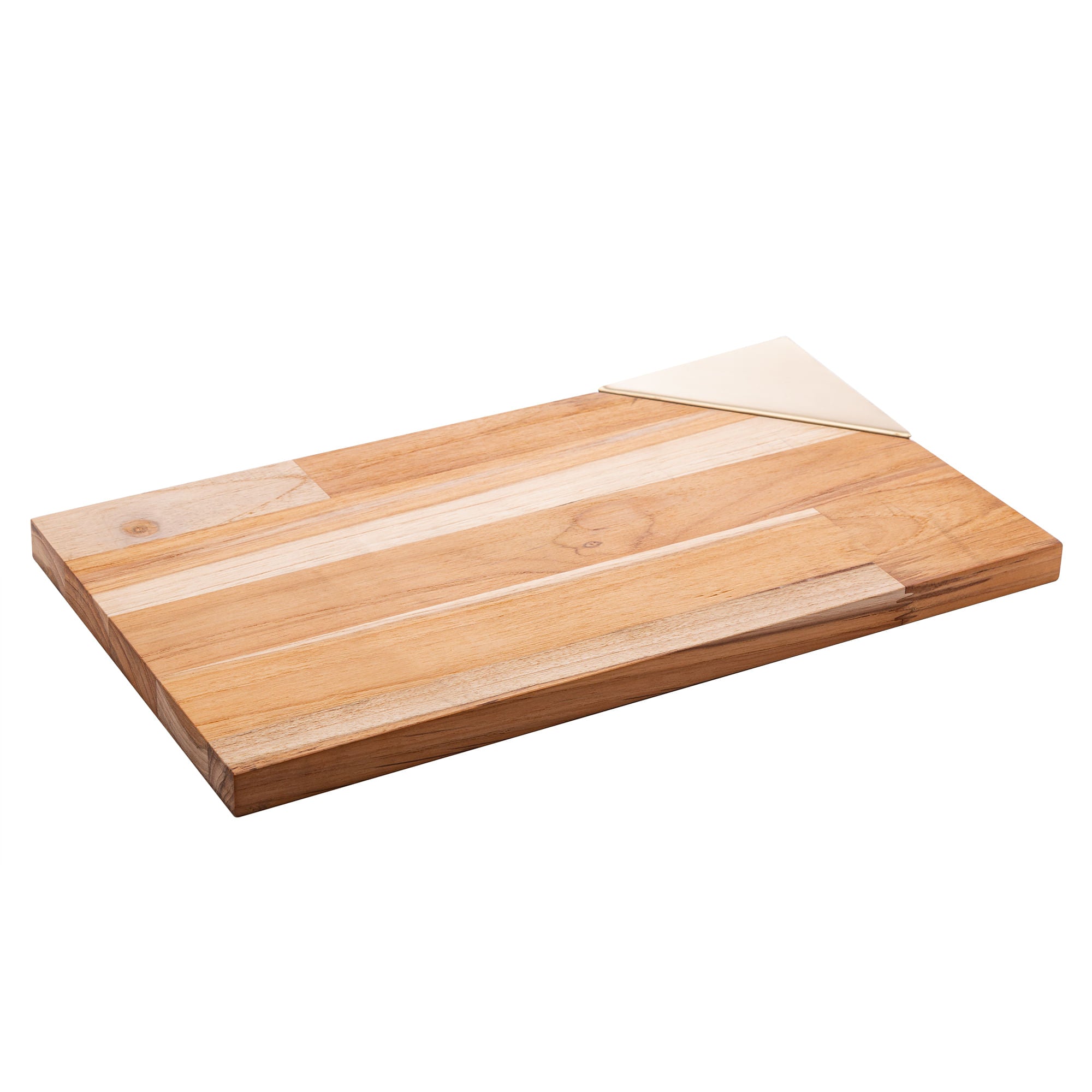 Tábua Teca para Servir com Alça Champanhe 40cm - Ela Decora