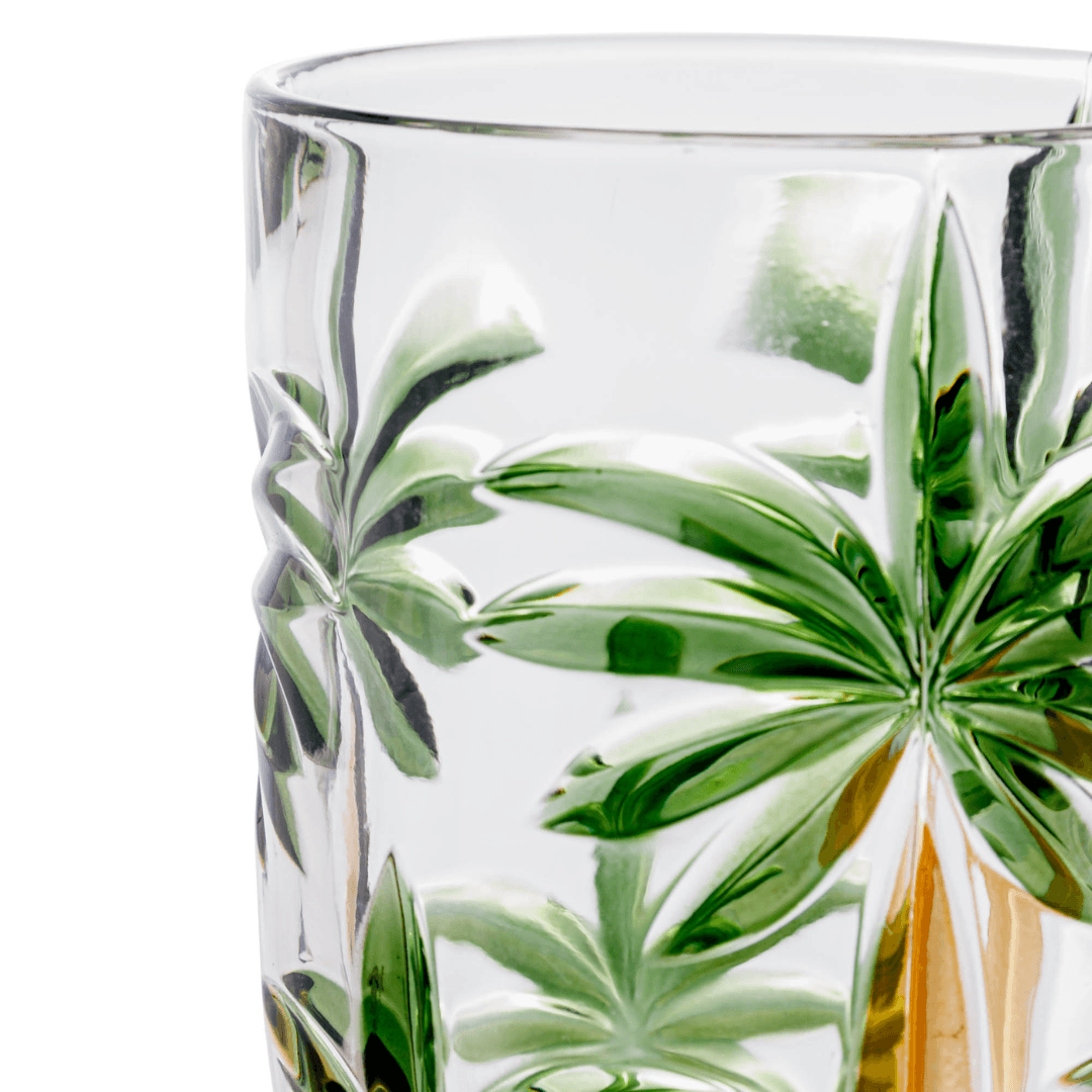 Taça Cristal De Chumbo Palm Tree Handpaint 450ml - Ela Decora