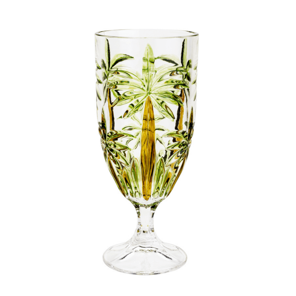 Taça Cristal De Chumbo Palm Tree Handpaint 450ml - Ela Decora