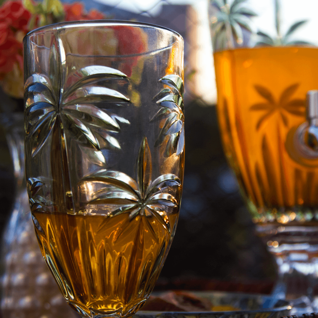 Taça Cristal De Chumbo Palm Tree Handpaint 450ml - Ela Decora