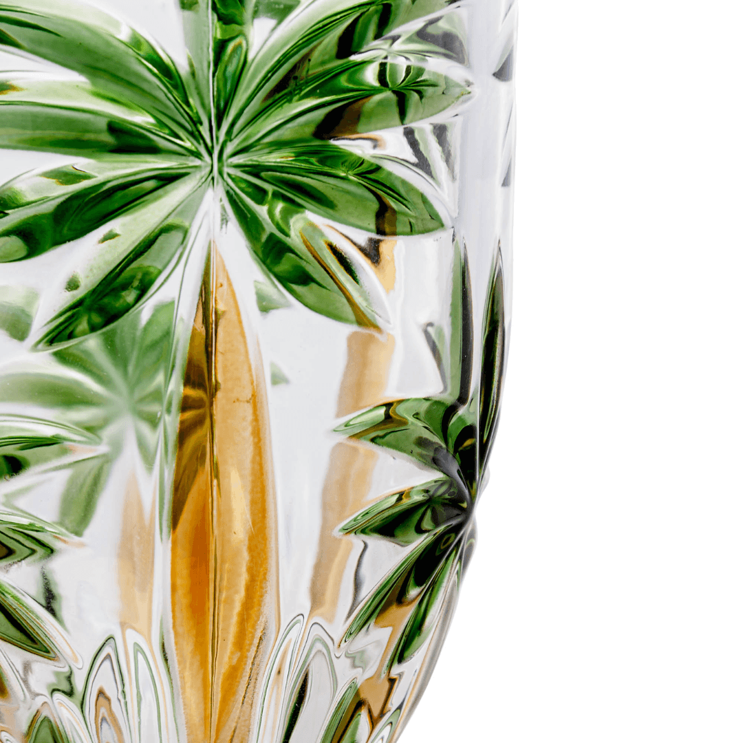 Taça Cristal De Chumbo Palm Tree Handpaint 450ml - Ela Decora