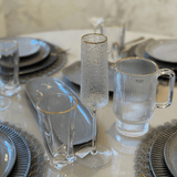 Taça de Champanhe Cristal Ecológico Petra Martelado com Fio de Ouro 300ml - Ela Decora