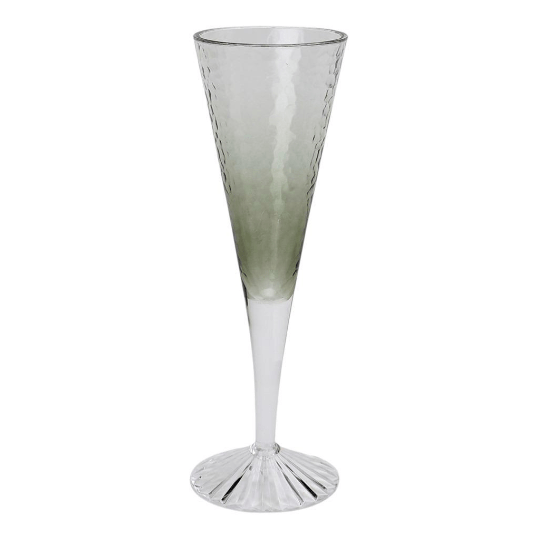 Taça de Champanhe em Acrílico Degradada Verde - Ela Decora