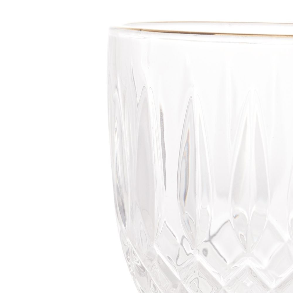 Taça de Vidro Para Água Com Fio de Ouro Greek - 345ml - Ela Decora