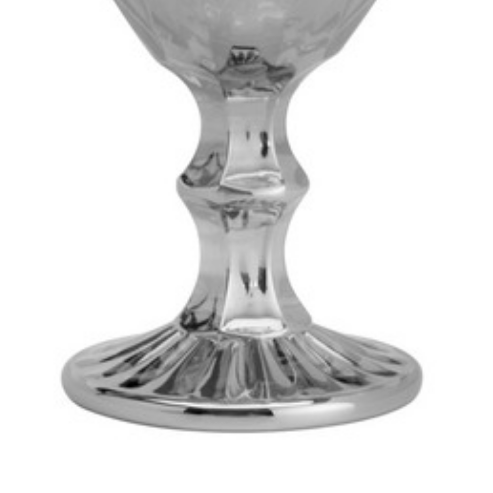 Taça Para Água De Vidro Cinza Fumê Metalizado Diamond - 325 ml - Ela Decora
