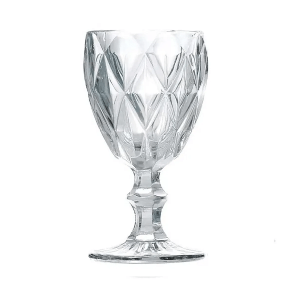 Taça Para Água De Vidro Transparente Diamond - 325ml - Ela Decora
