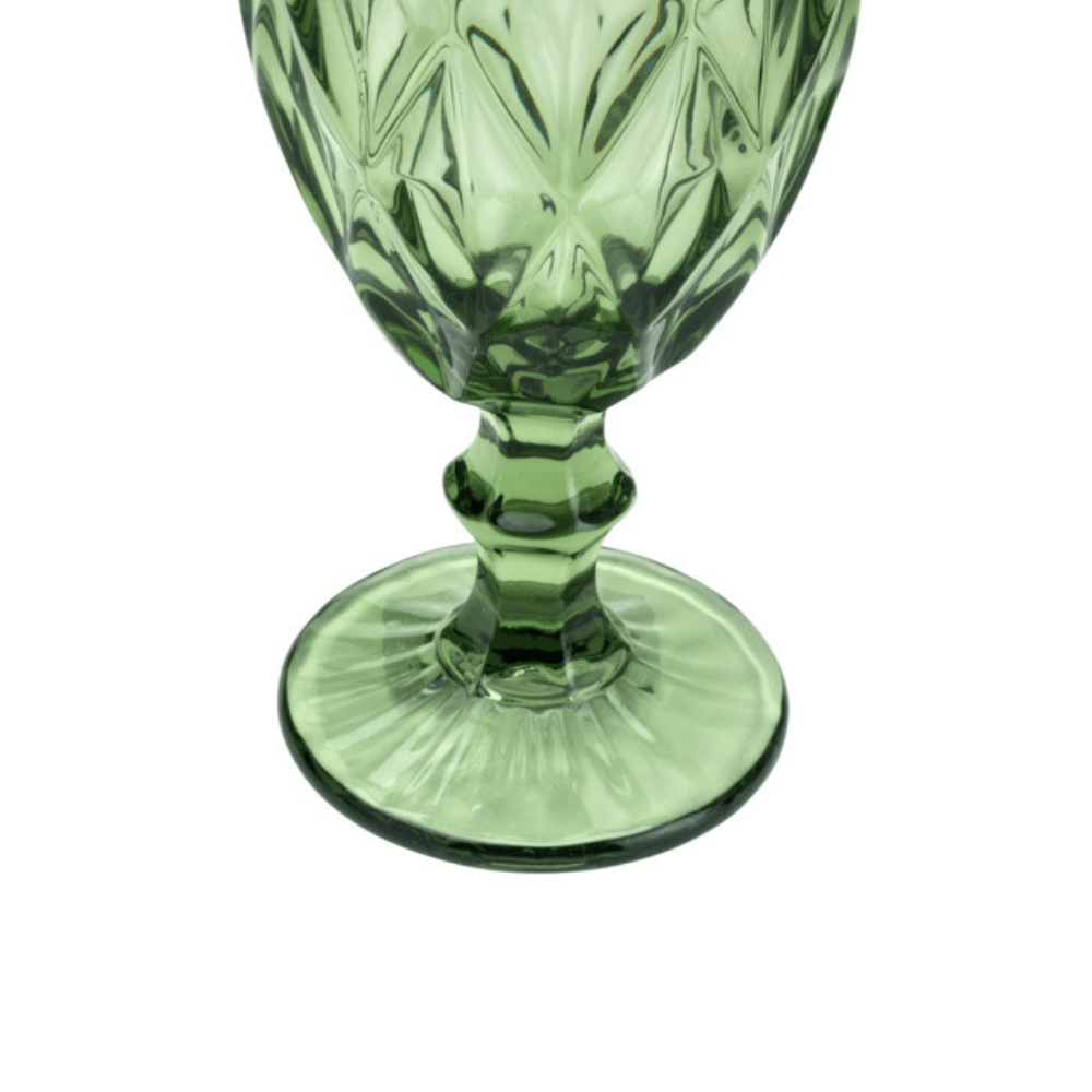Taça Para Água De Vidro Verde Diamond - 325 ml - Ela Decora