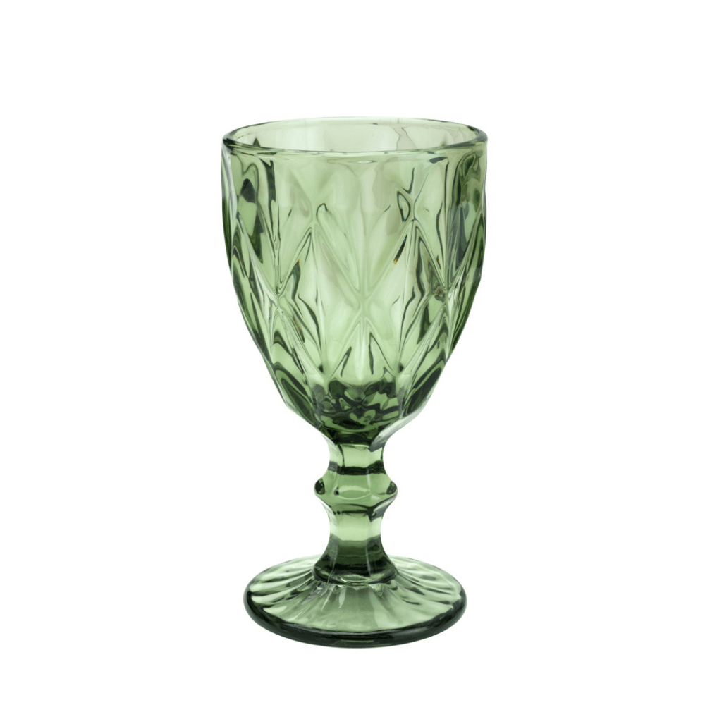 Taça Para Água De Vidro Verde Diamond - 325 ml - Ela Decora