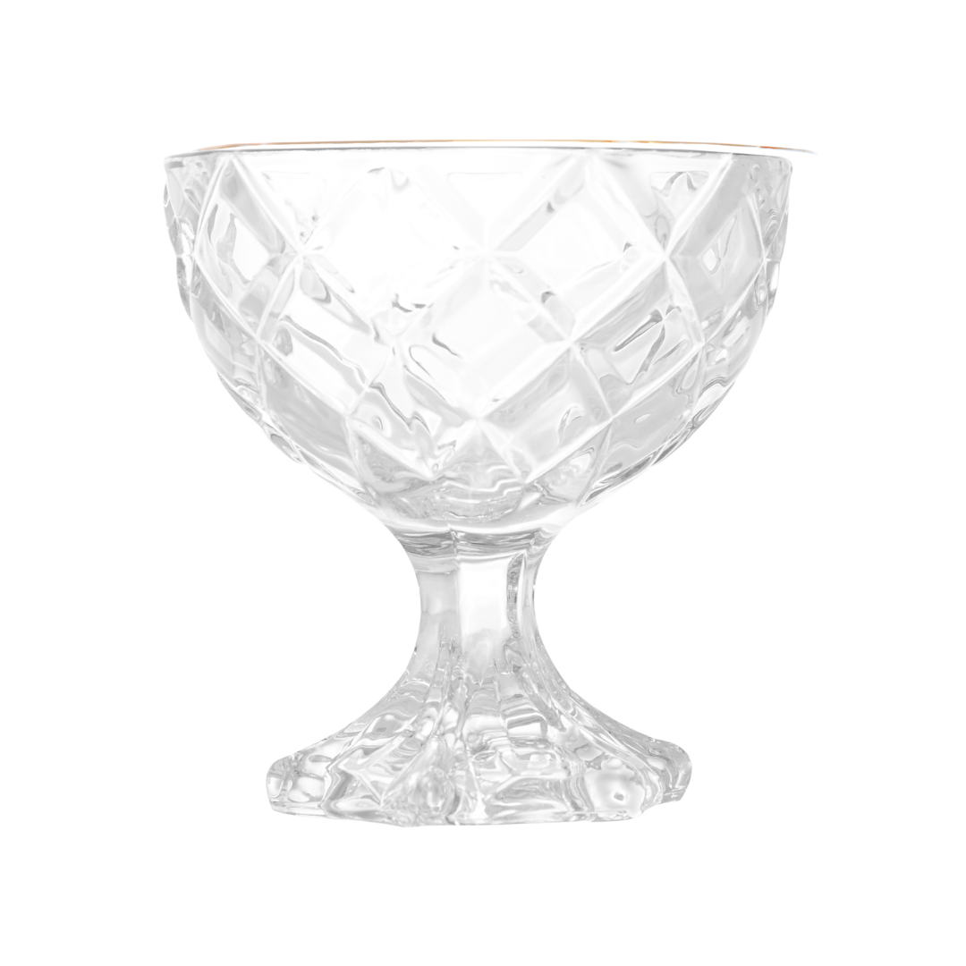 Taça para Sobremesa de Vidro com Fio de Ouro Deli Diamond 170ml - Ela Decora
