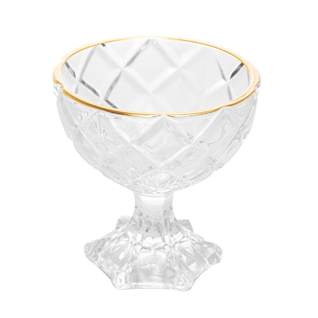 Taça para Sobremesa de Vidro com Fio de Ouro Deli Diamond 170ml - Ela Decora