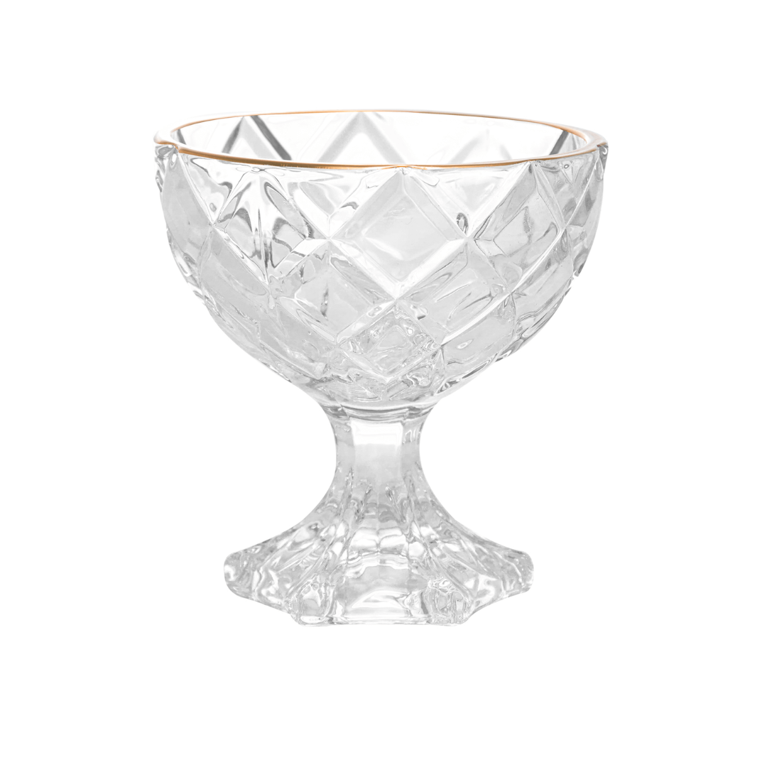Taça para Sobremesa de Vidro com Fio de Ouro Deli Diamond 170ml - Ela Decora