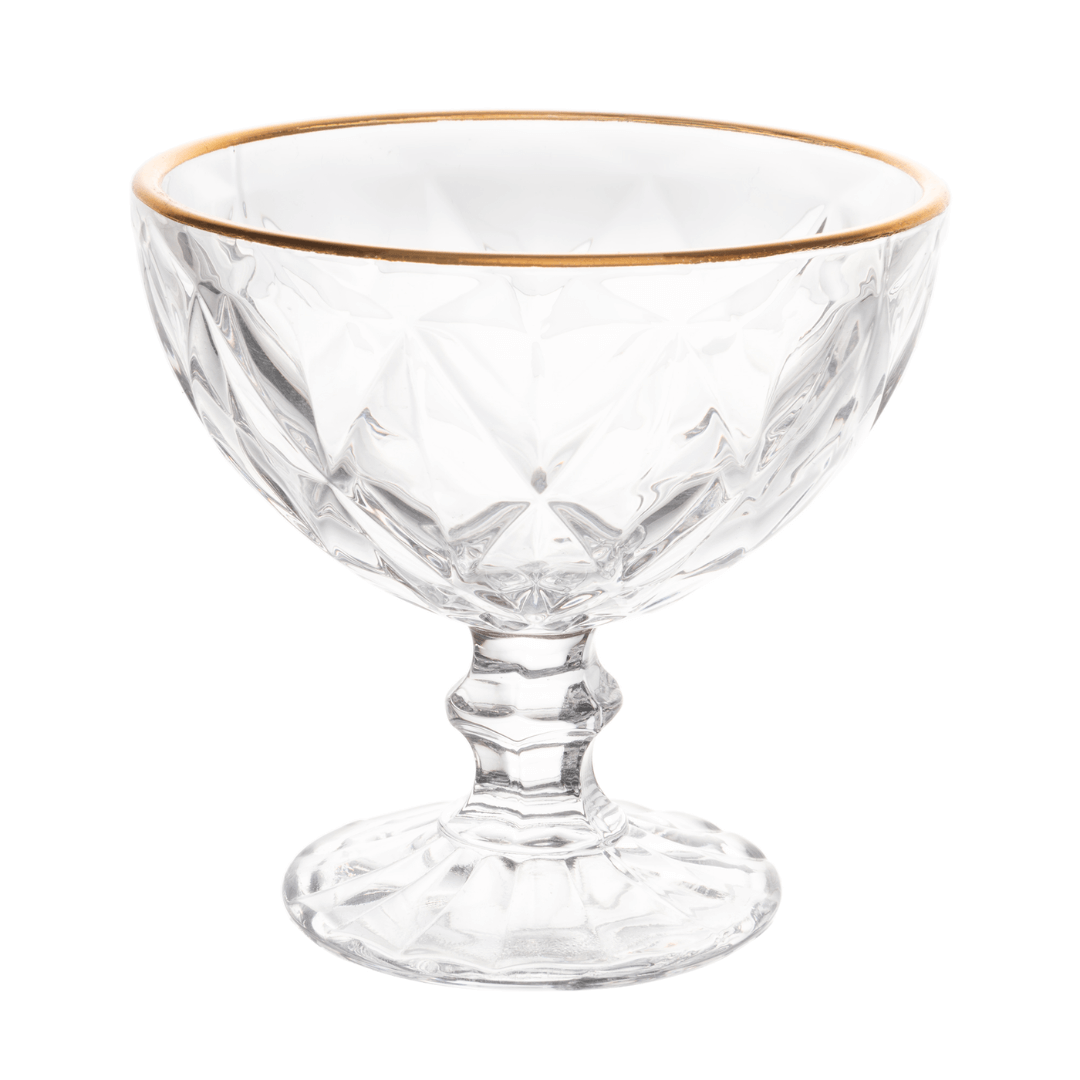 Taça para Sobremesa de Vidro com Fio de Ouro Diamond 250ml - Ela Decora
