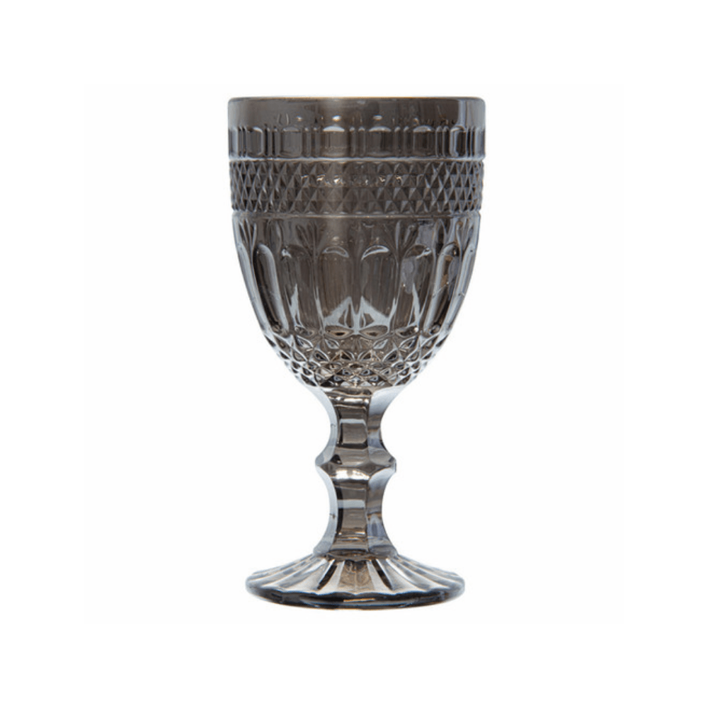Taça Vidro Para Água Cinza Black Metalizado - 345ml - Ela Decora