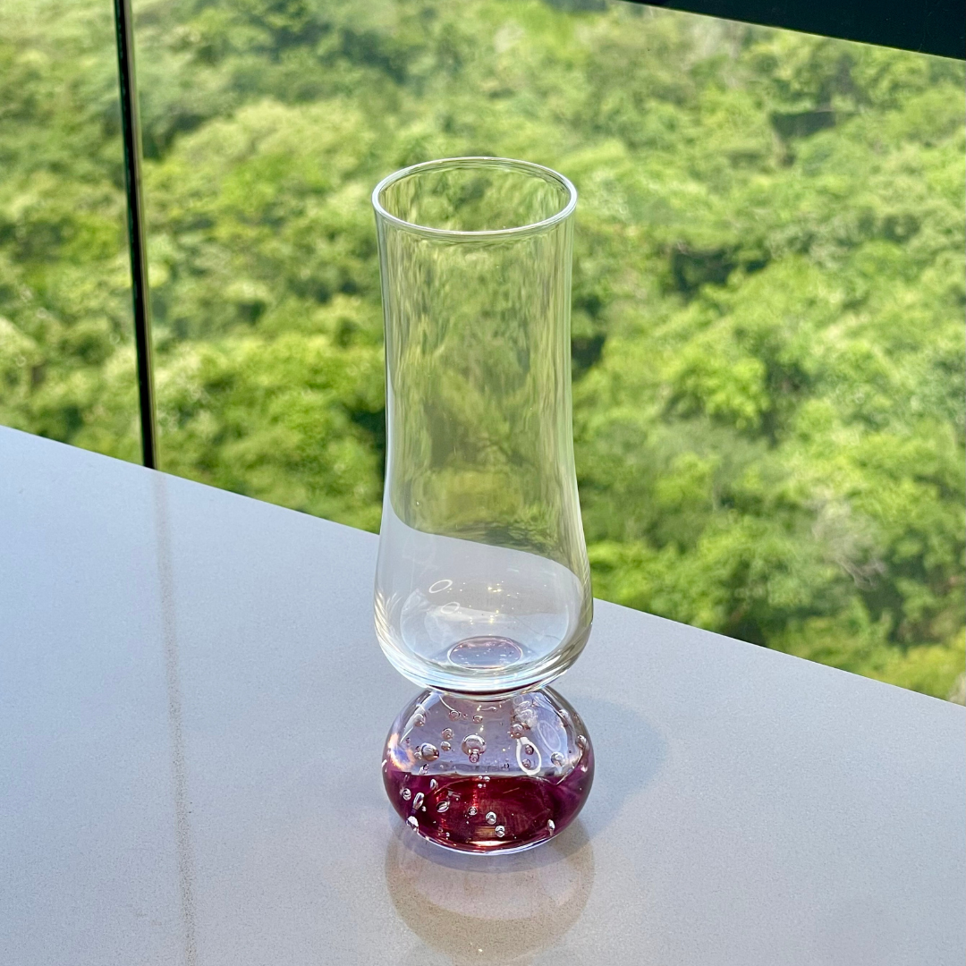 Jogo 6 Taças Champanhe Base Esfera Rosa e Transparente 240ml