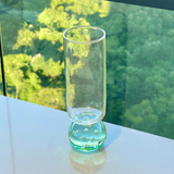 Taça champanhe vidro transparente com base esfera verde água 250ml