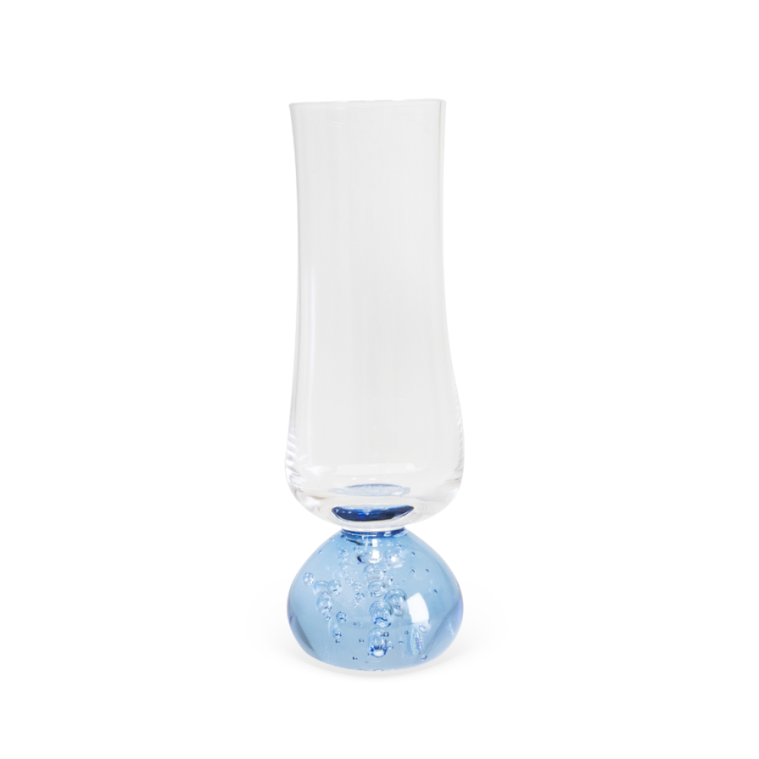 Jogo 6 Taças Champanhe Base Esfera Azul e Transparente 240ml
