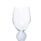Jogo 2 Taças Base Esfera para Vinho Cristal e Marmore Branco 520ml