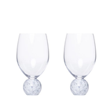 Jogo 2 Taças Base Esfera para Vinho Cristal e Marmore Branco 520ml