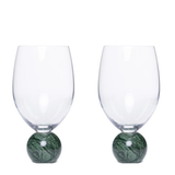 Jogo 2 Taças Base Esfera para Vinho Cristal e Marmore Verde 520ml