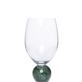 Jogo 2 Taças Base Esfera para Vinho Cristal e Marmore Verde 520ml