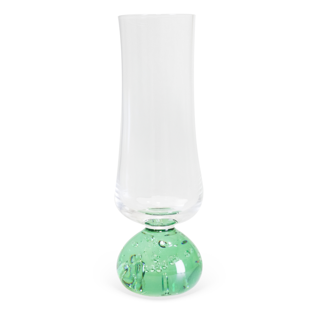 Jogo 6 Taças Champanhe Base Esfera Verde e Transparente 240ml