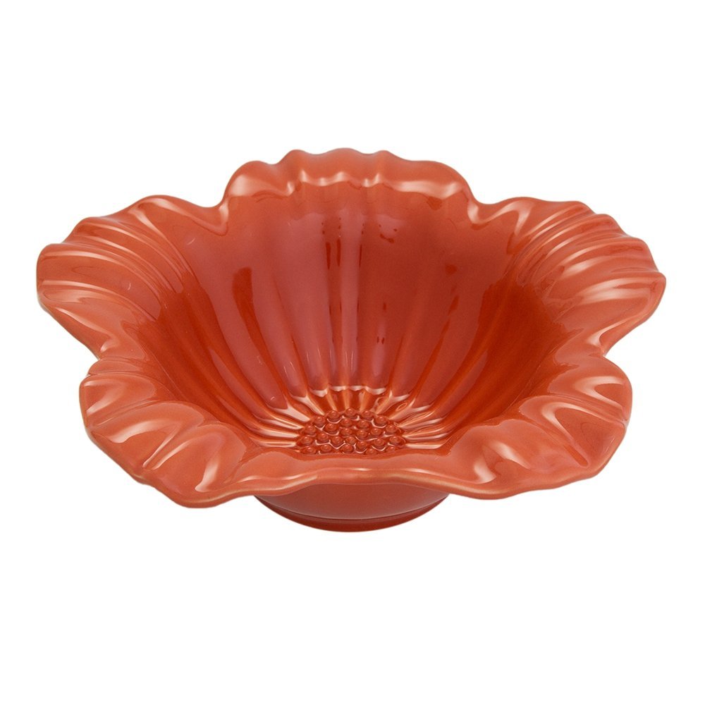 Tigela Cerâmica Flor Campestre Pequena Páprica - 26,5 cm - Ela Decora