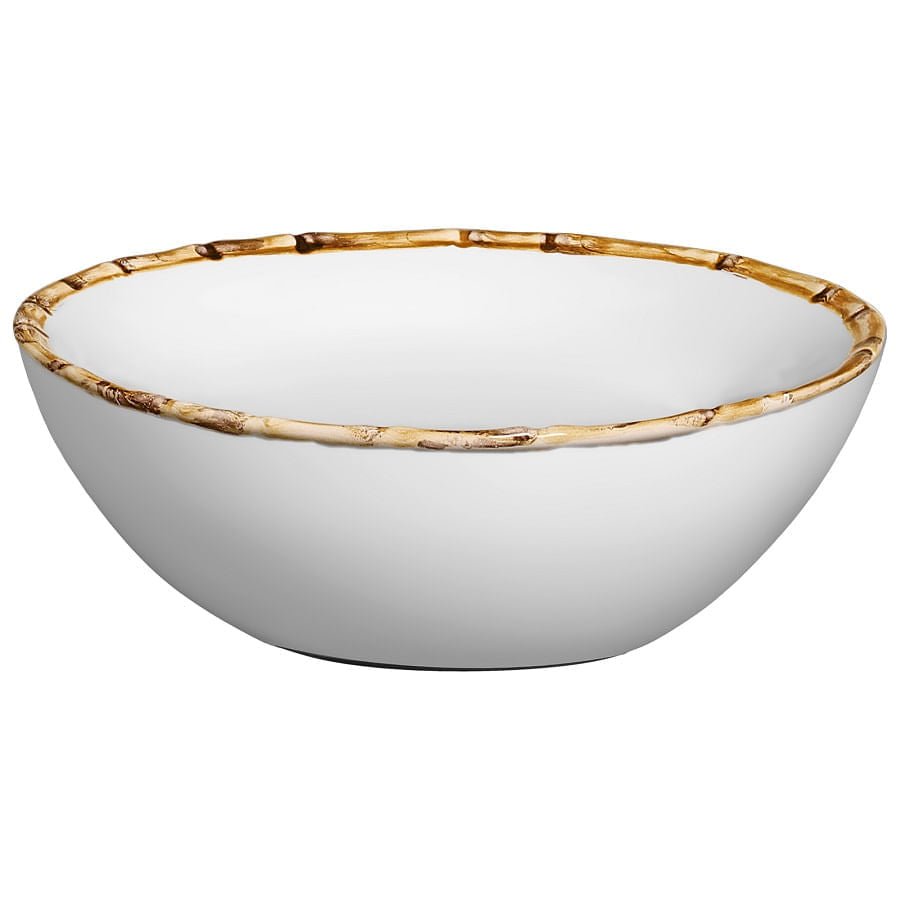 Tigela Média em Bambu Branco 22cm - Ela Decora