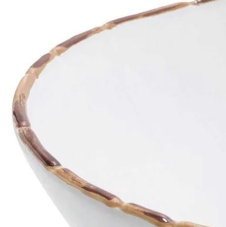 Tigela Média em Bambu Branco 22cm - Ela Decora