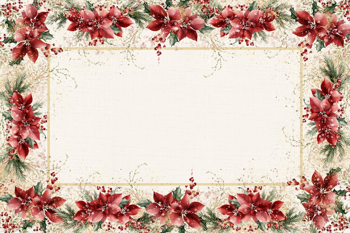 Toalha de Mesa Flores Natal Retangular 6 Lugares 210cm - Ela Decora