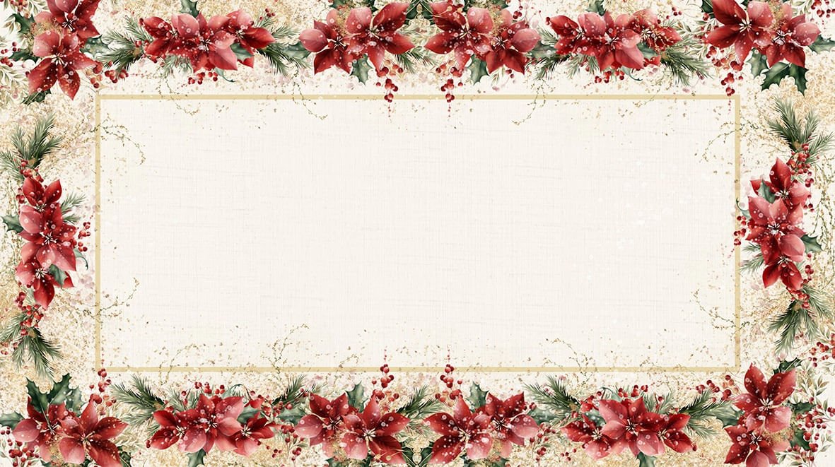 Toalha de Mesa Flores Natal Retangular 8 Lugares 260cm - Ela Decora