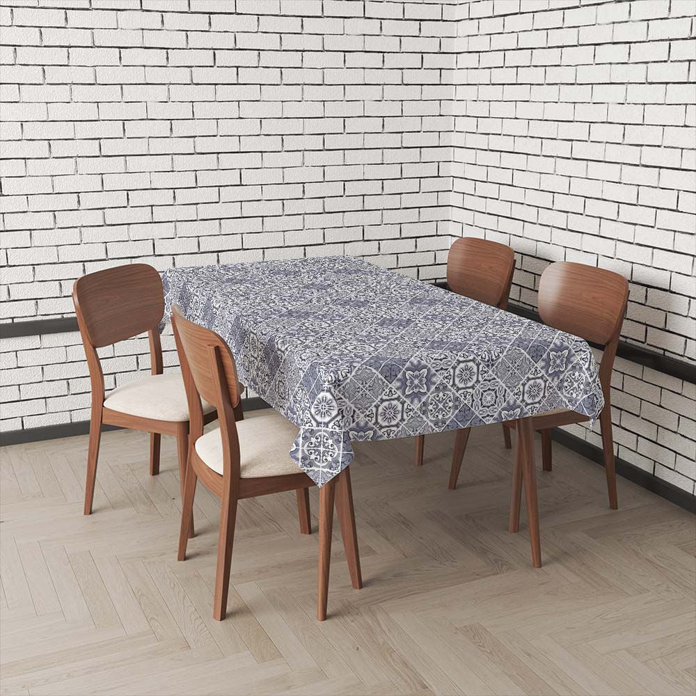 Toalha de Mesa Retangular Azulejo Azul 200 x 140 - Ela Decora