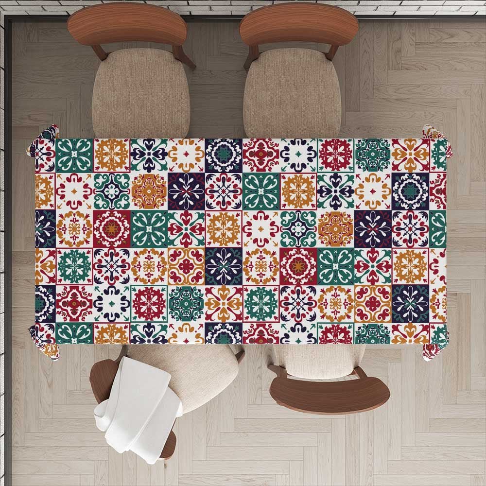 Toalha de Mesa Retangular Azulejo Colorido 200 x 140 - Ela Decora
