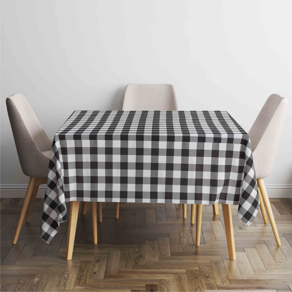 Toalha de Mesa Retangular Xadrez Preto 200 x 140 - Ela Decora