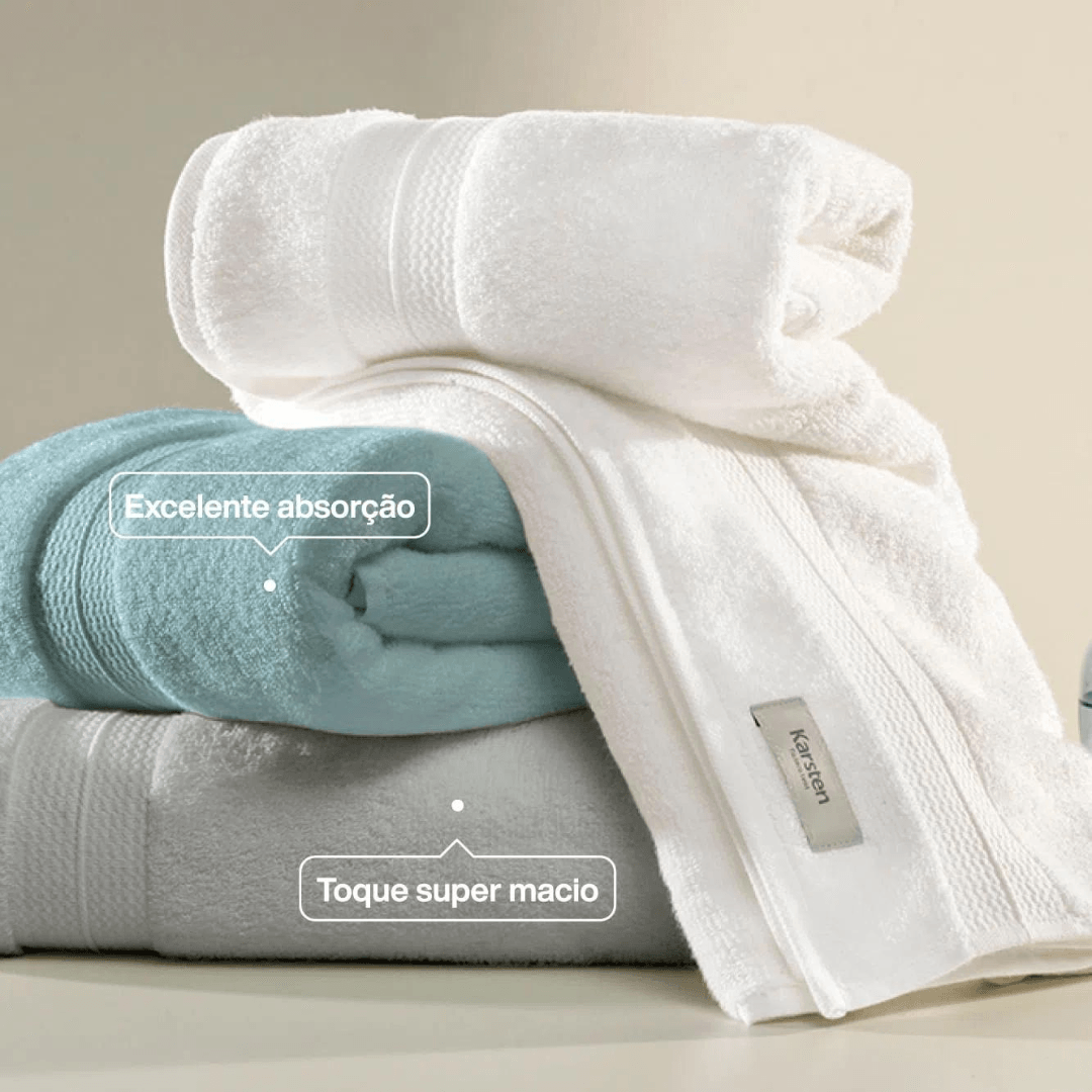 Toalha de Rosto Branca Suprema em Algodão 80cm x 48cm Macio Karsten - Ela Decora