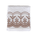 Toalha de Visita Imperiale em Algodão Branco Carvalho com Bordado Marrom 50cm x 30cm Trussardi - Ela Decora