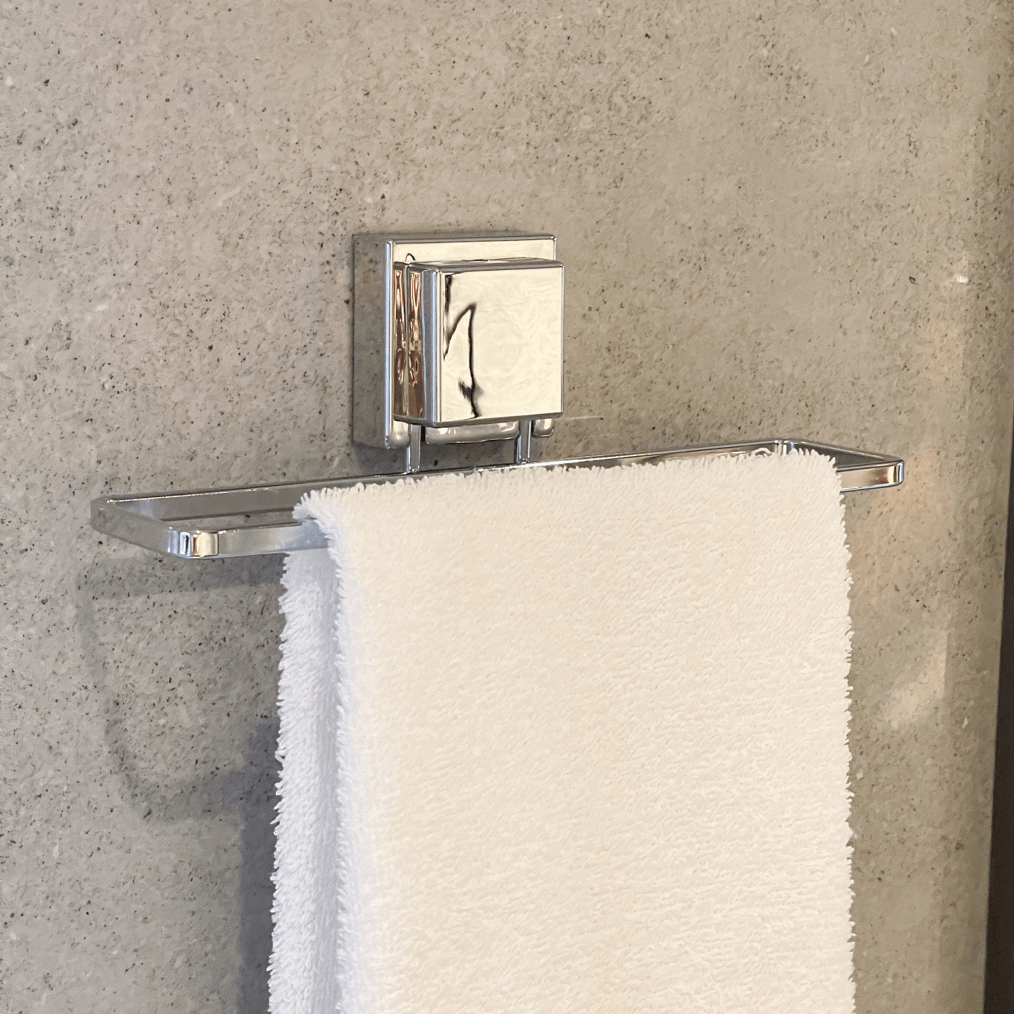 Toalheiro de Lavabo com Ventosa 25cm Aço Cromado - Ela Decora