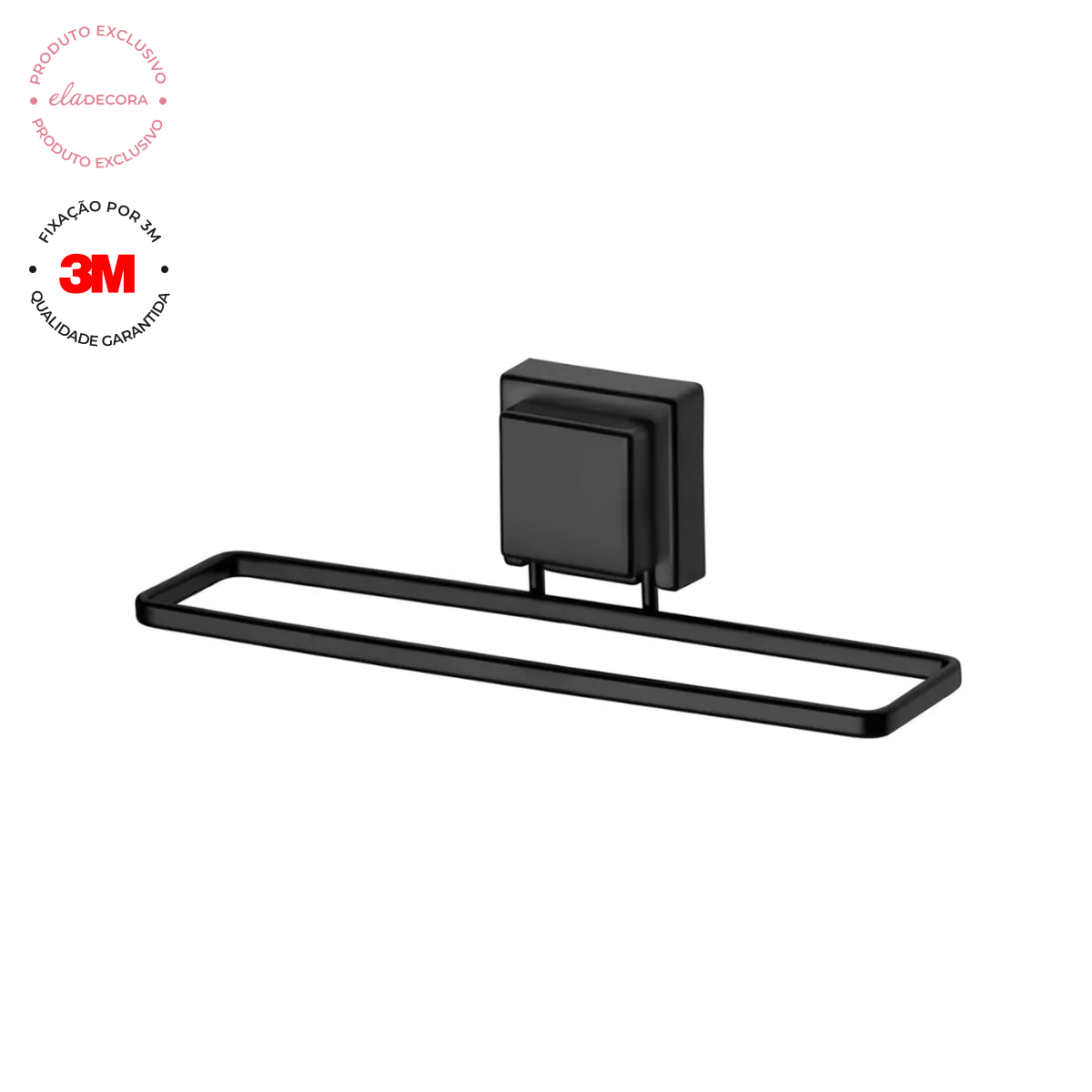Toalheiro de Lavabo Fixação 3M 25cm Preto Fosco - Ela Decora