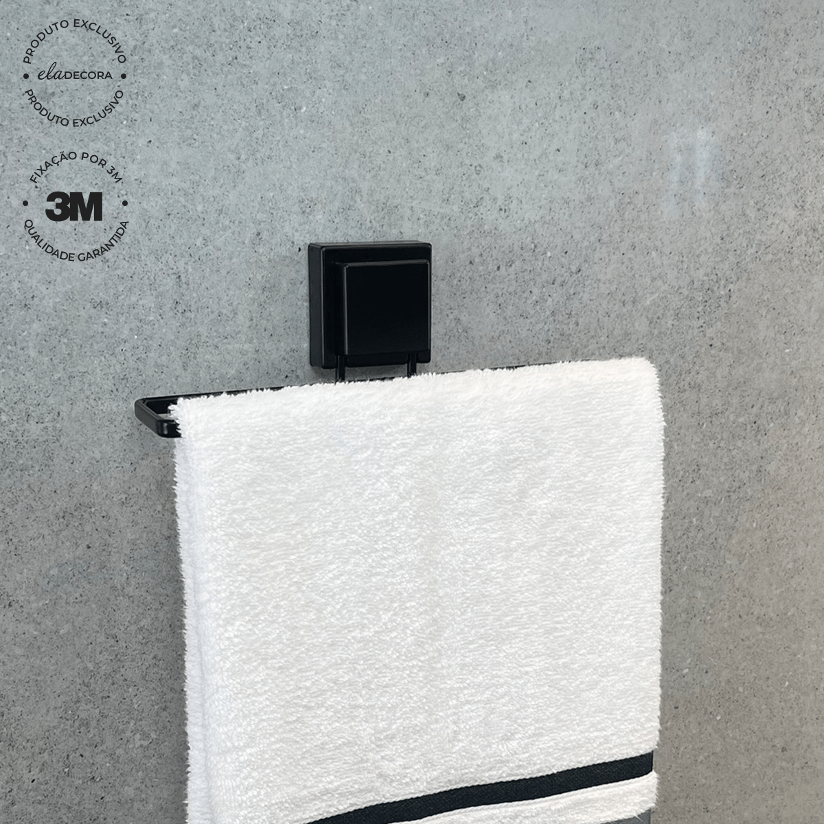 Toalheiro de Lavabo Fixação 3M 25cm Preto Fosco - Ela Decora