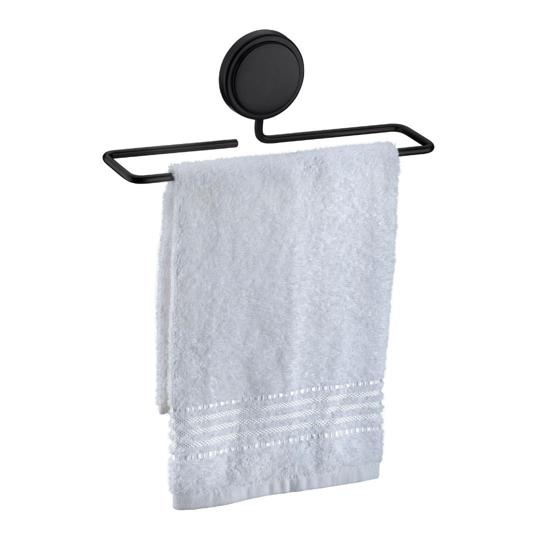 Toalheiro de Lavabo Fixação por Adesivo Preto Fosco 25cm - Ela Decora