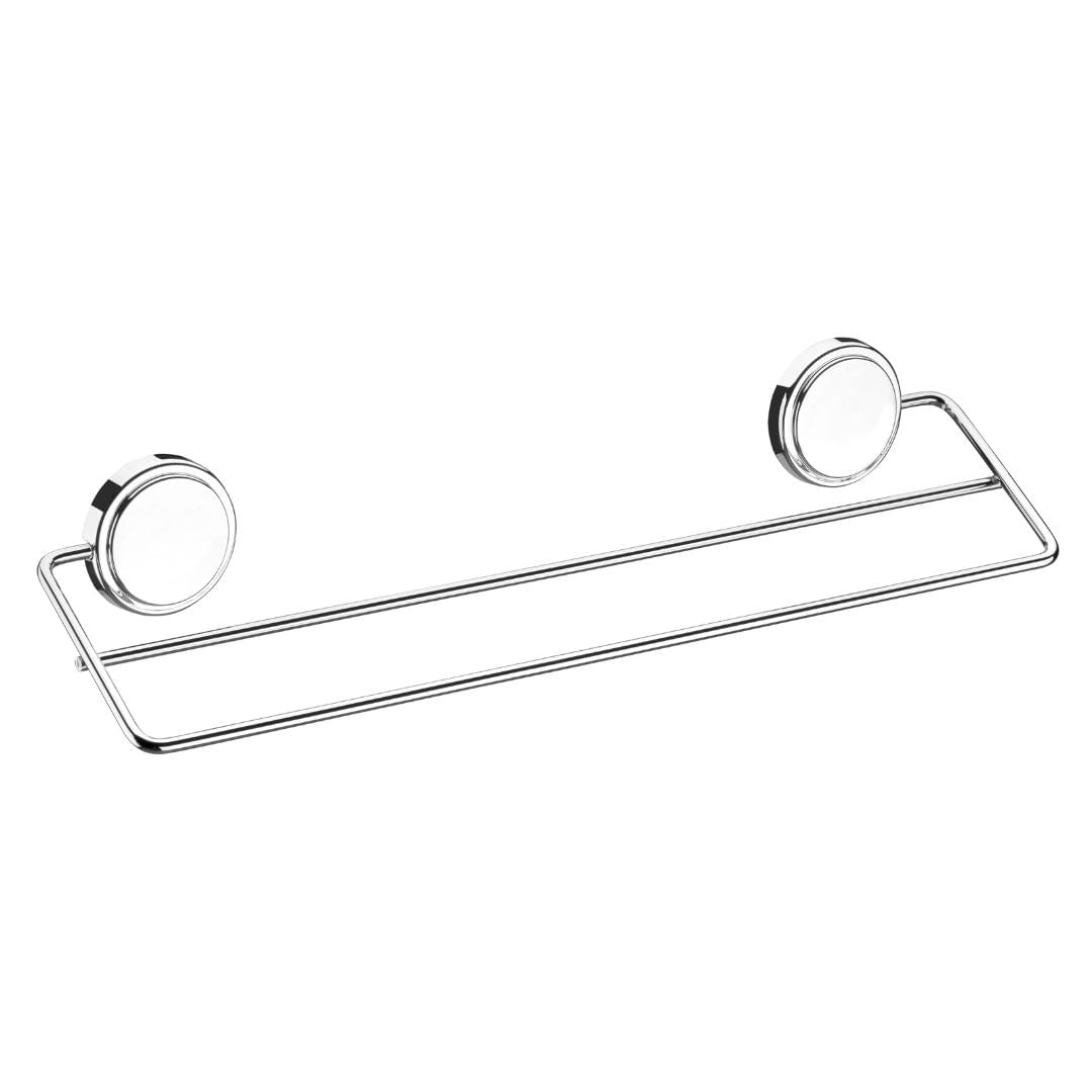 Toalheiro Duplo Banheiro Fixação por Adesivo Cromado 45cm - Ela Decora